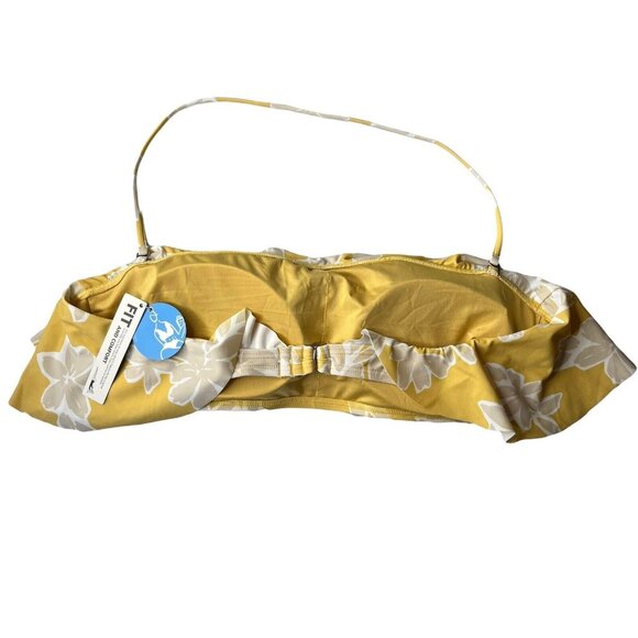 Cupshe Swim Suit Bikini Top Womens XL Yellow Tan White Padded New - Picture 2 of 12